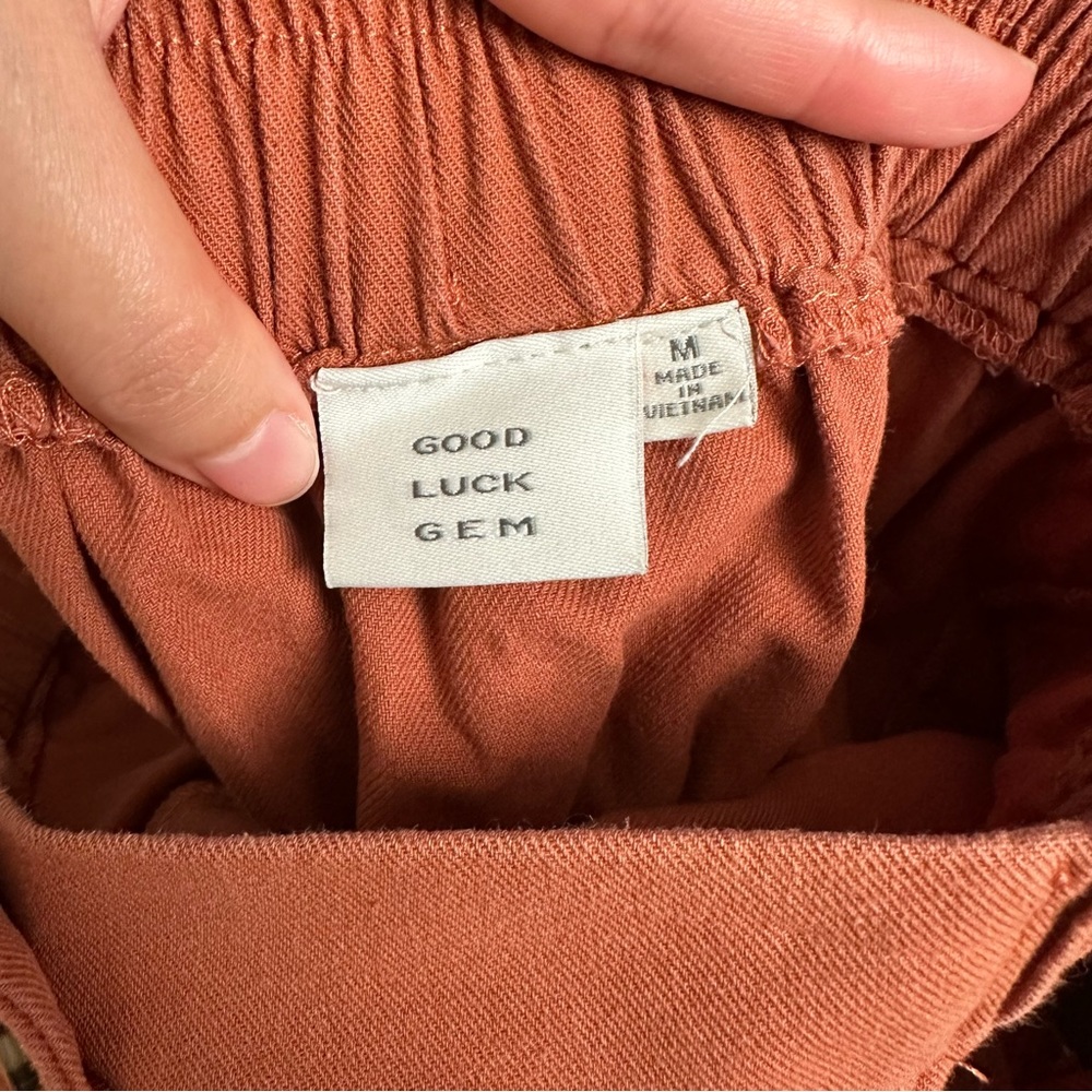 Good Luck Gem Rust Button-Front Mini Skirt - Picture 4 of 4